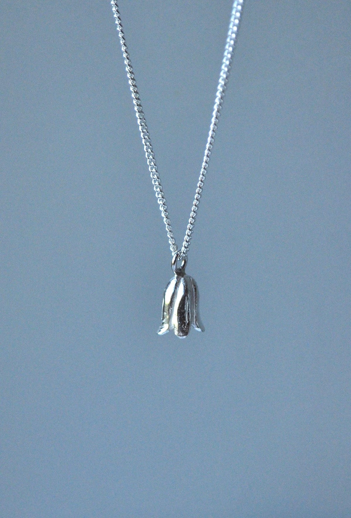 Single sterling silver bluebell flower charm on a chain | Mila Faith